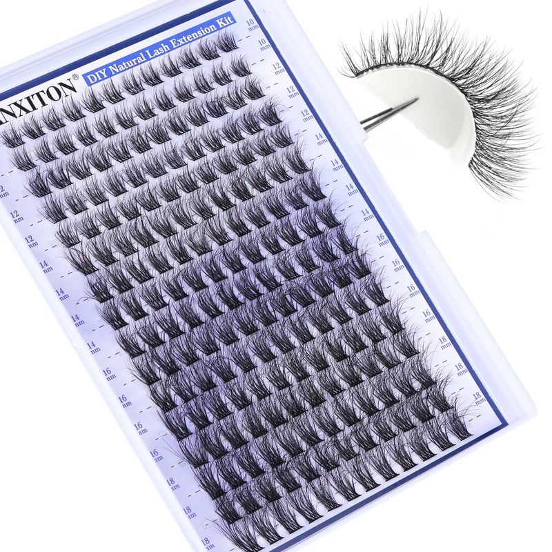 FANXITON Natural Lash Extension Kit D Lash Clusters 288 pcs