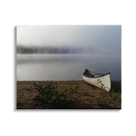 Stupell Industries Lone Canoe Tranquil Foggy Lake Beach Weather Canvas Wall Art, Design By Daphne Polselli
