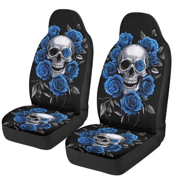 Qpednta Skull Blue Rose Car Seat Covers Anti Slip Car