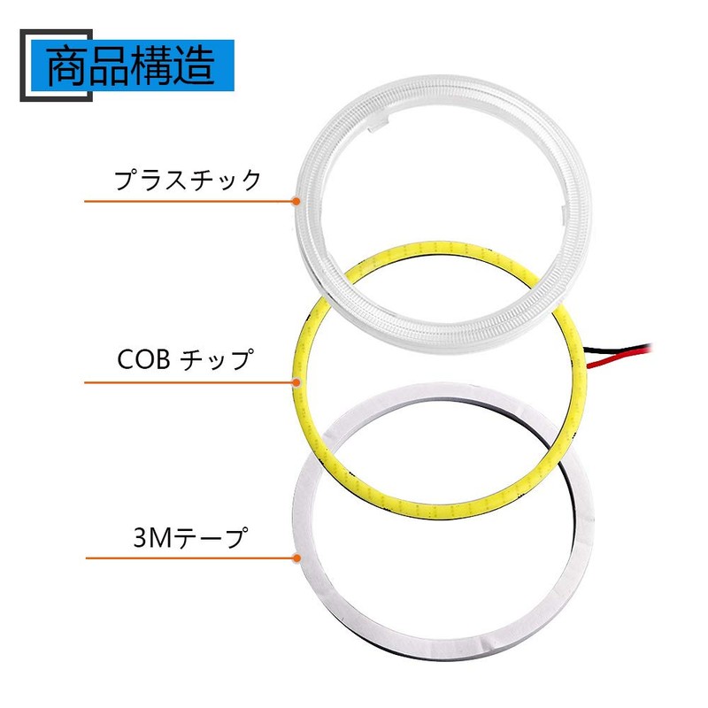 YongMing COB Squid Ring White LED Headlight Fog Lamp 60MM