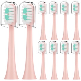 Compatible with AquaSonic Icon Electric Toothbrush Replacement Toothbrush Heads,for AquaSonic Icon Electric Toothbrush,with Dust Cover,10 Pack (Blush, Medium)