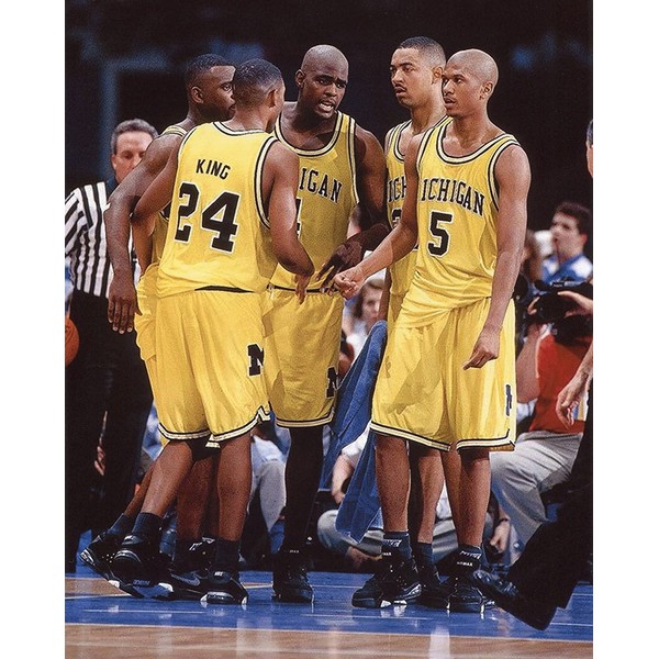 THE FAB FIVE MICHIGAN WOLVERINES BASKETBALL 8X10 SPORTS ACTION PHOTO (XLT)