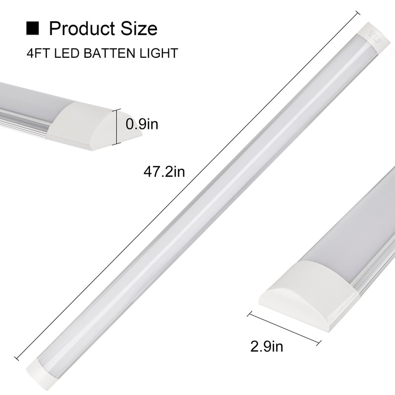Jazoctig 4-Pack 4FT LED Batten, Close to Ceiling Light fixtures,