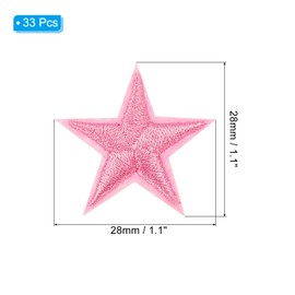 PATIKIL Iron-on Patches, 33 Pack 5 Star Sew Embroidered Patches Appliques Embellishments for Clothing Jackets Hat Backpack Repairing Decorations, Light Pink