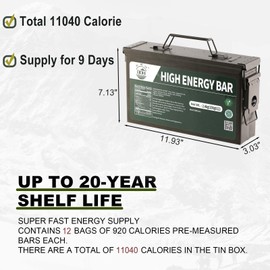 Emergency Food Ration Bars - Waterproof Metal Storage Box Packing, Metal Ammo Can, Long Shelf Life Emergency Food Supplies, 9 Days Food Rations Supply for Outdoor Camping Hiking Snowstorm,12 Count