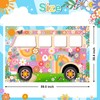 Lecheme Hippie Party Decorations Groovy Bus Banner 60s Daisy Backdrop