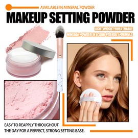 Loose Setting Powder Set with makeup brush,Lightweight Long Lasting Oil Control Loose Face Powder,Translucent Matte Drying Finishing Setting Powder for All Skin Types B