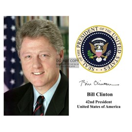 PRESIDENT BILL CLINTON PRESIDENTIAL SEAL AUTOGRAPH 8X10 PHOTOGRAPH
