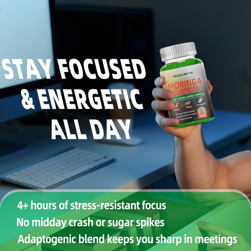 Moringa Gummies for Men with Gingseng L-Citrulline Ashwagandha CZQ10 Zinc