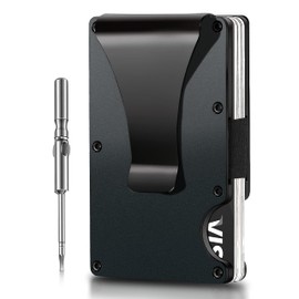 Vebel Credit Card Holder Metal Wallet| Minimalist Wallet|Card Cases & Money Organisers| RFID Wallet for Men| Slim Wallet| Wallets for Men UK| RFID Card Holder Wallet| Mens Wallets, Aluminuim, Black