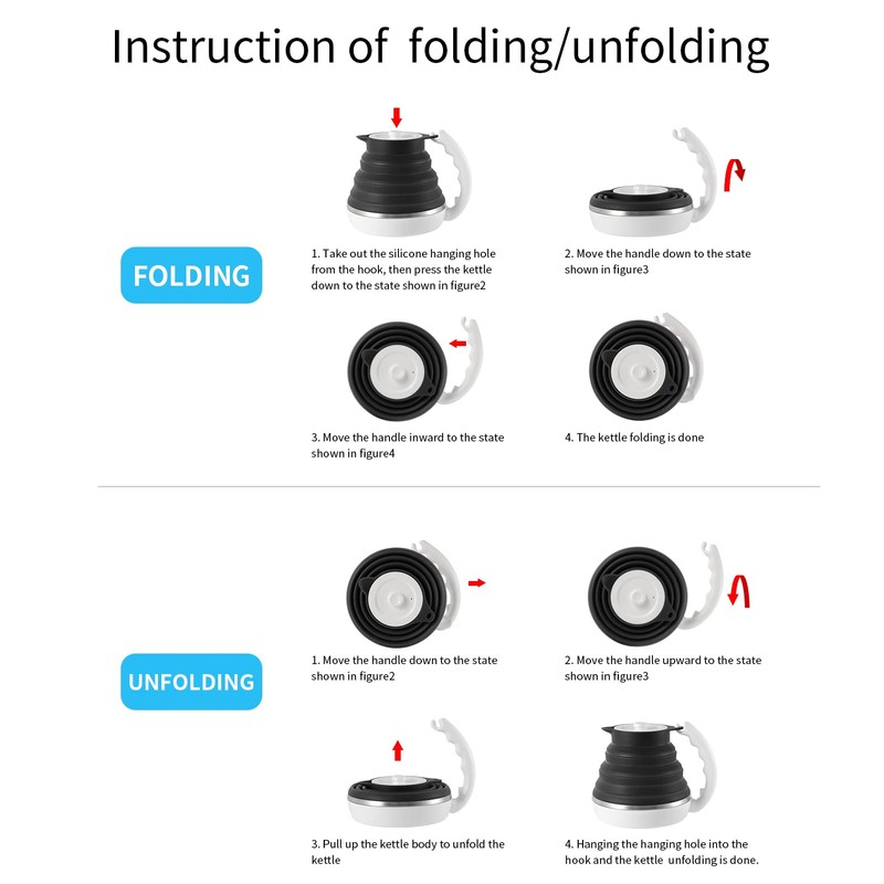 Ultrathin Food Grade Silicone Travel Foldable Electric Kettle Variable Temperature