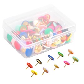 100 Stück Reißzwecken, bunte Reißzwecken, Reißnägel mit Aufbewahrungsbox, runder Kopf, Reißzwecken für Pinnwand, Schule, Büro, Karte, Fotowand, kann verwendet werden, um Fotos zu fixieren, 12 Farben