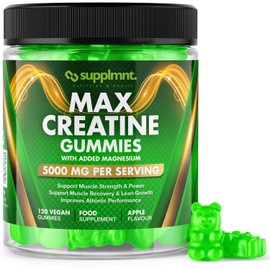Creatine 120 Gummies Max 5000mg for Men and Women Creatine Monohydrate with Added Magnesium - Chewable Gummies, Apple Flavour (1 Month Supply)