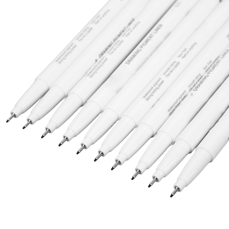 10Pcs 0.5mm Micro Line Pens Excellent Black Inks Smoother Writing