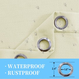 Macochico Outdoor Patio Curtains Waterproof 84" W x 96" L, Linen Textured Curtain Panel for Gazebo/Pavilion/Porch/Yard/Cabin, Privacy Drapery Panels Sun Blocking Drapes (Beige, 1 Panel)