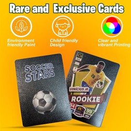 Soccer Trading Cards 2025-26 | 3 Packs - 33 Collectible Cards for Fans & Players Black, Gold & Silver Soccer Mystery Cards Packs Different Cards in Each Set - Try & Collect Them All