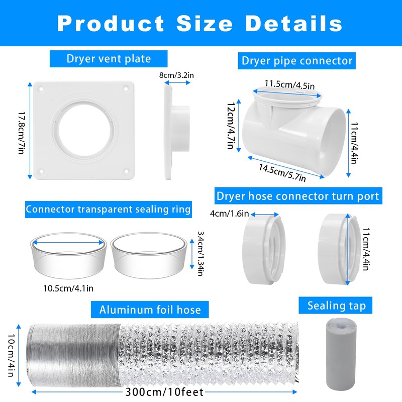 Dryer Connection Kit, Space Saving Dryer Vent, Dryer Vent Wall