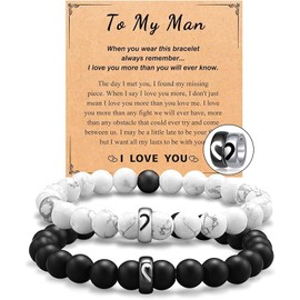 Matching Bracelets For Couples,Friendship Bracelet,Boyfriend Gifts,Cool Stuff,Couple Ring Bracelets Gifts For Boyfriend Husband Girlfriend,Valentine'S Day Anniversary Birthday Gift (To My Man)