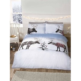 Reindeer Christmas Novelty Xmas Quilt Duvet Cover and Pillowcase Bedding Bed Set, Multi-Colour, Single