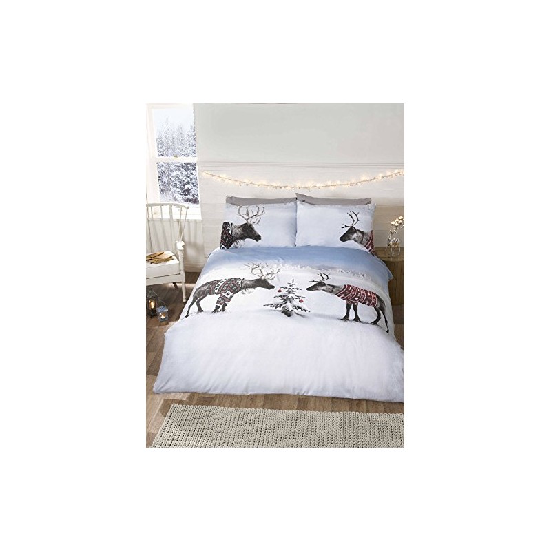 Reindeer Christmas Novelty Xmas Quilt Duvet Cover and Pillowcase Bedding