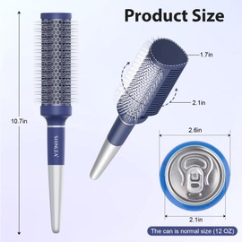 SHINLEA Ceramic Round Brush for Blow Out, Newly Upgraded Round Brush for Blow Drying with Distribution Grooves and Nylon Bristles, Tangle-Free Hair Brushes for Women,Purple