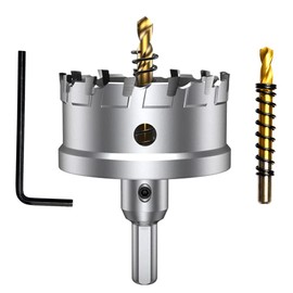 ASNOMY Tungsten Carbide Tip Hole Saw Drill Bit for Carbide 2-9/16" T.C.T Hole Saw Cutter with 2 Pilot Drills for Metal, Stainless Steel, Iron, Wood, Plastic