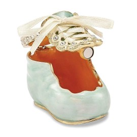 Box Jere Luxury Giftware, Bejeweled IT'S A BOY Blue Baby Bootie Trinket Box with Mat