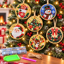 6PCS Kit de Pintura con Diamantes de Perlas para Navidad con Cordones, A