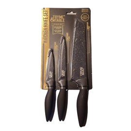 Juego de cuchillos de Tomillo y mesa de 3 piezas de acero inoxidable antiadherente con cuchillo Santoku y mango de agarre cómodo