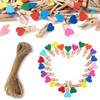 XURJUMI Pack of 50 Mini Colourful Wooden Clothes Pegs, Heart