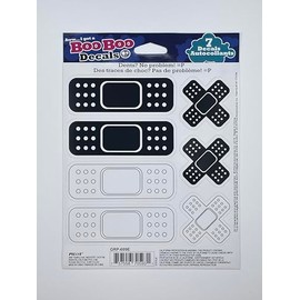 Boo Boo Decals - Bandage Decals for Automobile, RV, Boat, Bike - 7 Decals (Black/White)