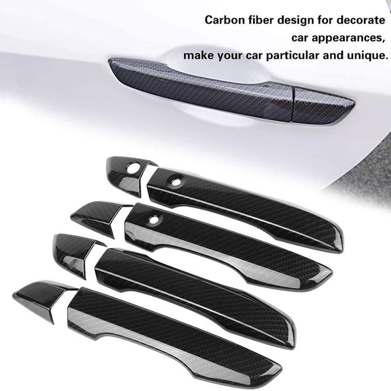 Door Handle Trim Cover Carbon Fiber Style Decoration Fit for