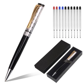 Shiduode Ballpoint Pens of Rotary Type retractable,Back to School Supplies of Black Pen Ballpoint,Medium Point 1.0mm with 10 Pcs 3 Colors of Refills,Ideal for Office Supplies & Writing (Silver Black)