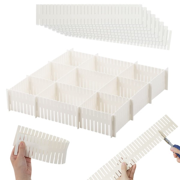 14.5 in White Adjustable Drawer Dividers, TWUTGAYW 8PC DIY Grid