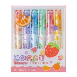 MOZXIRZ 6 Pcs Cute Highlighter Marker Pastel Highlighter Marker Pens Cartoon Fruit Highlighters Pens for Students Women Highlighters School Supplies Office Supplies (Fruit)