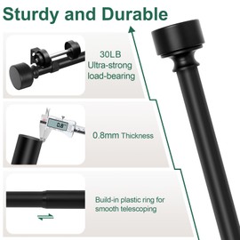 Black Curtain Rods for Windows 72 to 144 Inch(6-12ft), 1 Inch Diameter Heavy Duty Curtain Rod, Adjustable Decorative Drapery Poles 72-144", Matte Black