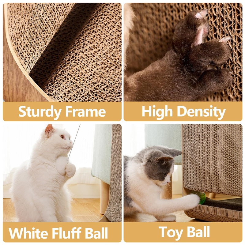 L-Shaped Cardboard Cat Scratcher 2-Pack 23.6 Inch Board with Ball