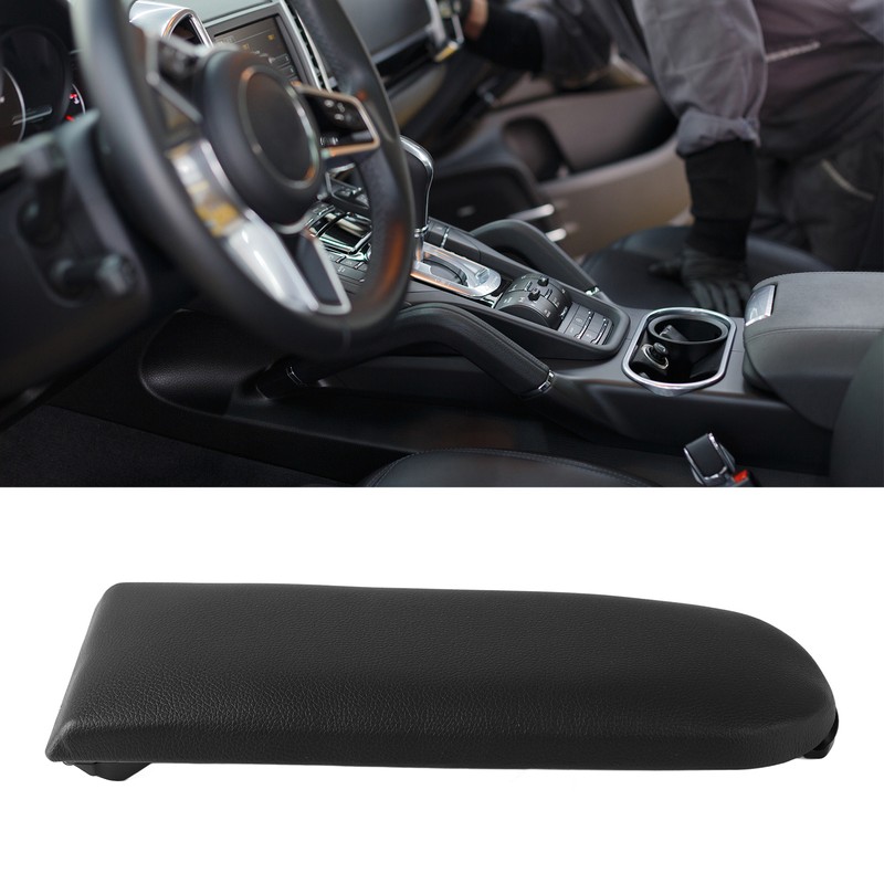 Center Console Armrest Cover PU Leather Black Armrest Protector Lid