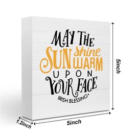 Positive Summer Decor, Summer Decorations for Home Office Desk Shelf Cubicle Decor, Sun Sunshine Decorations, May The Sunshine Warm Upon Your Face Irish Blessing Sign 5 X 5 Inch