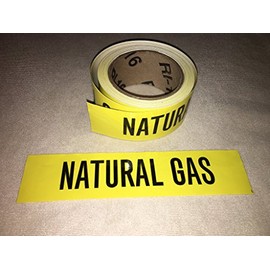 Roll of Natural Gas Pipe Markers, 72 Labels in a Roll, Self Adhesive Stickers You Peel and Stick, Black on Yollow, Gas Pipe Stickers, 9" Perforated, 2" X 9" Wide, Good for Gas Inspection