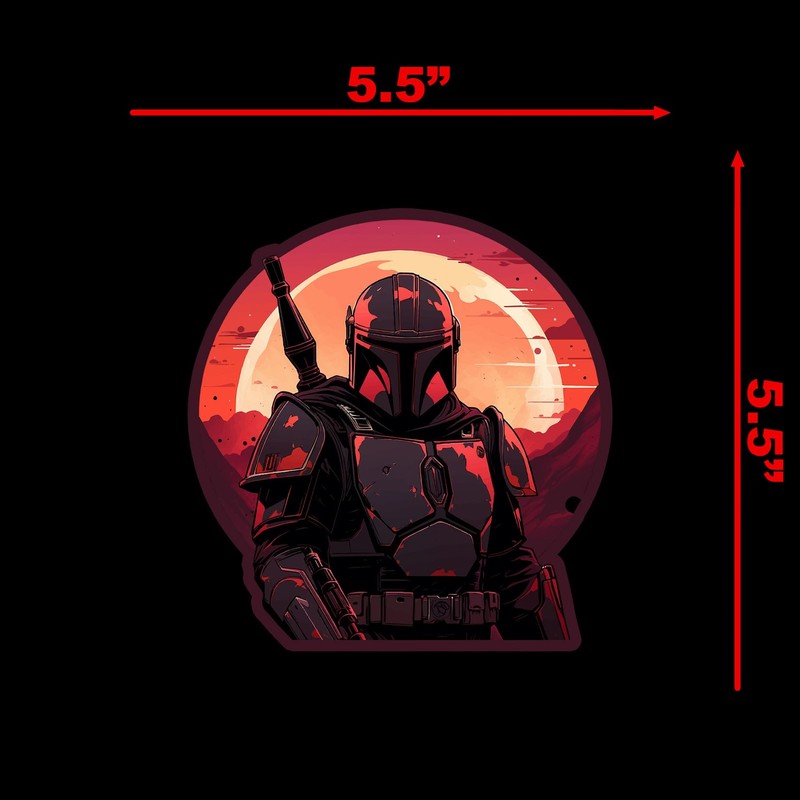 SW Mandalorian Sunset Sticker Decal Notebook Car Laptop 5.5"x5.5" (Color)