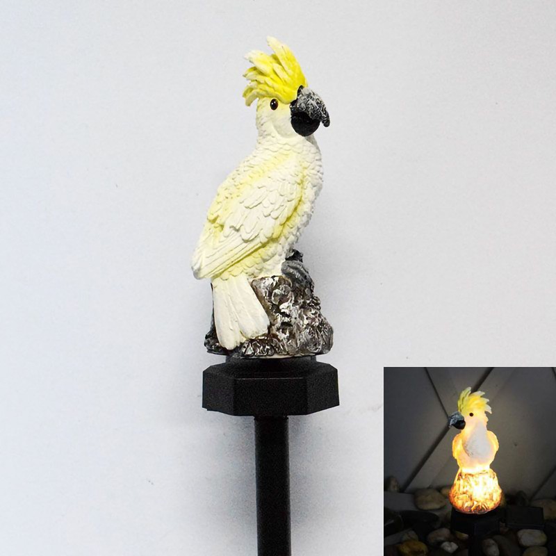 Solar Ground Insert Landscape Light Resin Parrot Shape Outdoor Garden