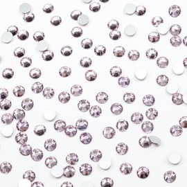 Light Purple Nail Rhinestones 2880pcs SS10 Rhinestones Flatback Bulk Purple Nail Art Round Crystals K9 Glass Gems Beads Stones Diamonds Gluefix for Nail Charms DIY Crafts Jewels Eyes Face Makeup Body