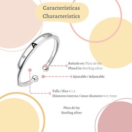 Women's Silver Ring with Initial and Two Diamonds Rings for Women Silver or Gold Surface Jewellery Women Ideal for Couples, Mothers, Girlfriends Women's Rings Silver, Gold / silver