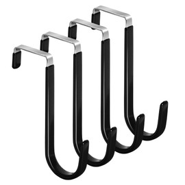 HOOSUN 4 Pack Over The Door Hooks,5 in Hooks for Hanging Heavy Duty Door Hanger,Towel Hanger Hook Holders,Hangers Hook for Hanging Clothes,Towels,Hats,Coats,Bags (Black)