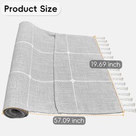 Bzvystux Coffee Table Cloth, Coffee Table Cover with Pockets and Tassel,Coffee Grey Grid for Living Room Small Rectangle Tablecloths Washer Dryer Fridge Top Dust Cover,Easy Care Machine Washable