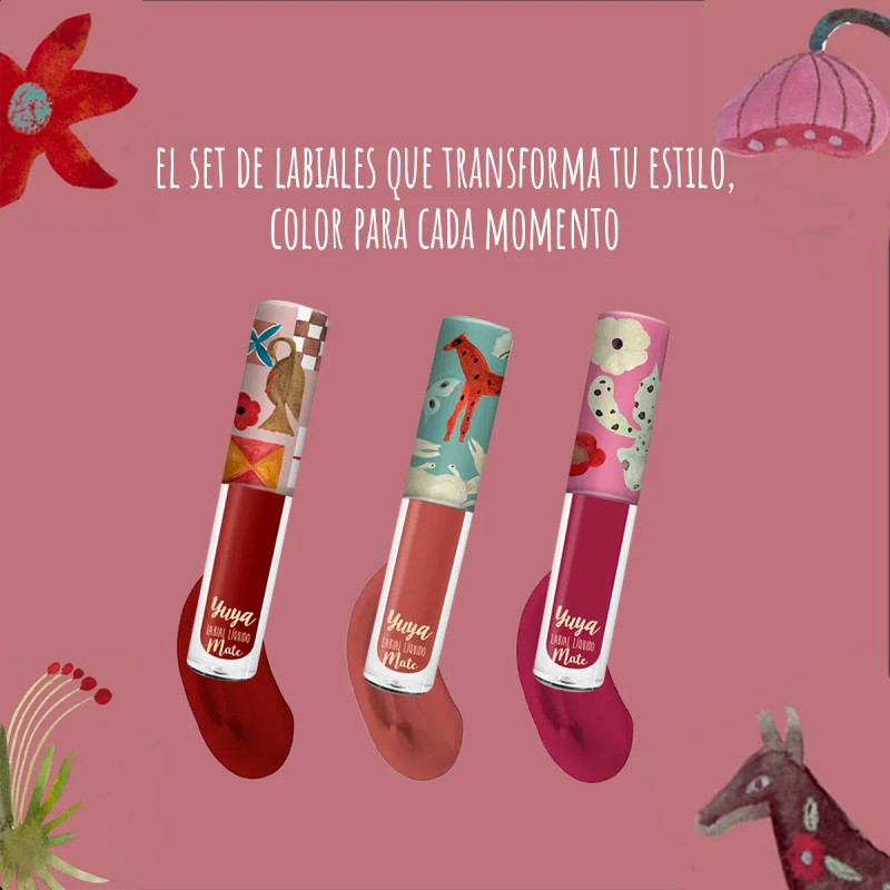 Set De Labiales Yuya Acabado Mate Larga Duración 3pz De