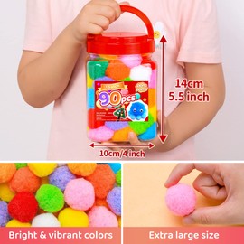 IOOLEEM IOOLEEM Large Pom Poms, 1.5 inch(4cm), 90pcs Green Pom Poms, Large Size, Pom Poms for Arts and Crafts, Pom Pom Balls, Craft Supplies.