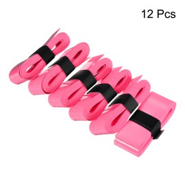 PATIKIL 43.3" Tennis Racket Grip Tape, 12 Pack PU Overgrip Stretchy Non-Slip Absorb Sweat for Badminton Fishing Rod, Pink
