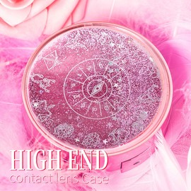 ofone Contact Lens Case, Bling Constellations Contact Cases Travel Kit with Remover Tool Tweezers Solution Bottle Mirror Portable Contact Lenses Storage Box for Women Daily Outdoor (Pink)